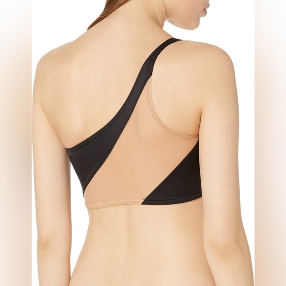Norma Kamali Snake Mesh One Shoulder In Black / Nude Bikini Top Size M - Picture 12 of 12